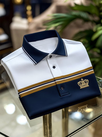 Men's Casual Business Stripe Print Button-Down Short Sleeve