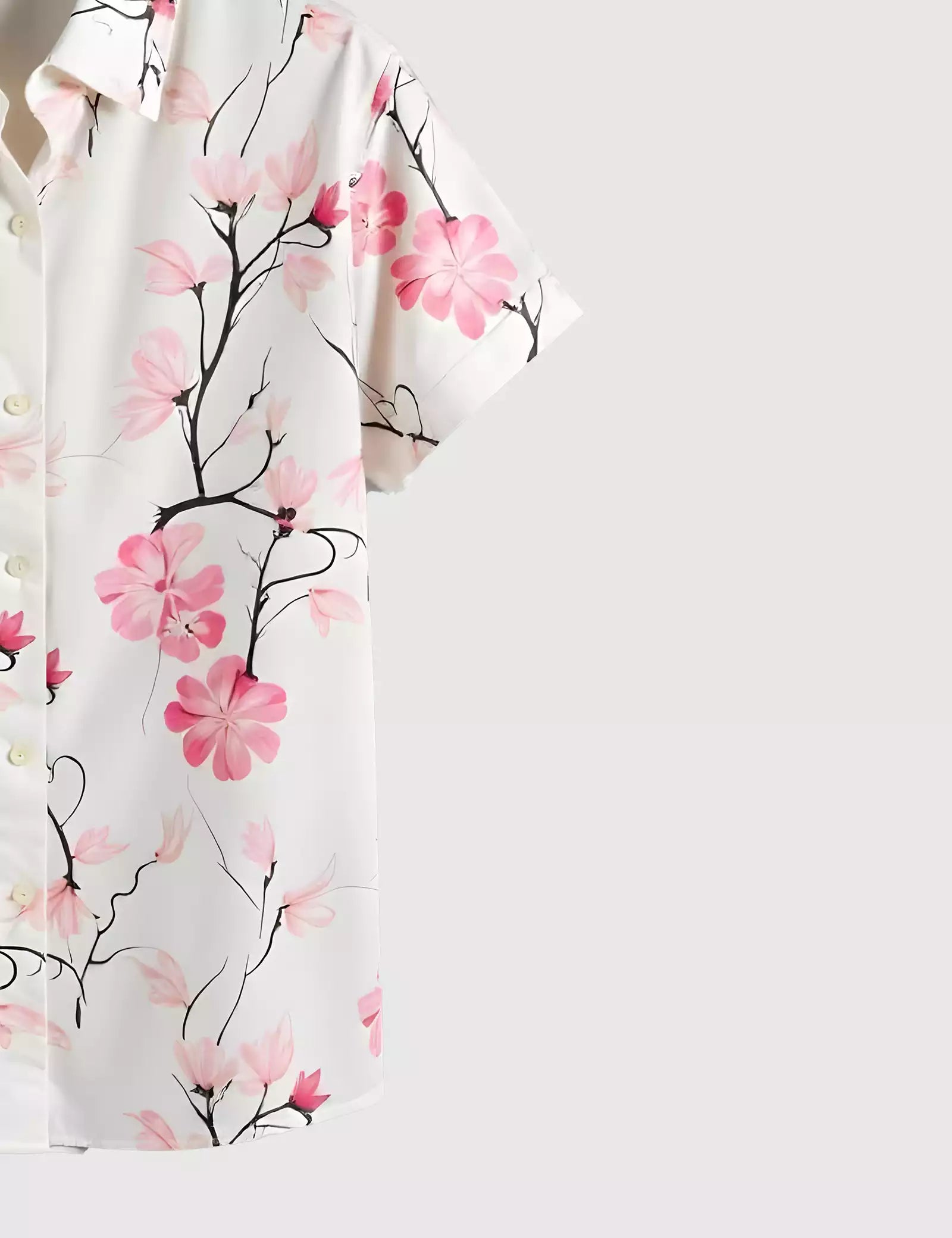 Pink Flower Printed Men's Shirt Half Sleeves Exclusive Summer Edition