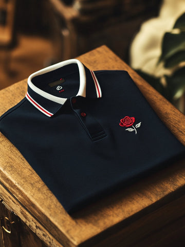 Men's Business Stripe Logo Classic Polo Short Sleeve T-Shirt